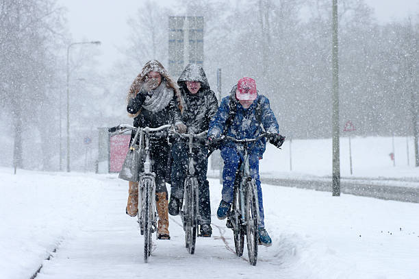 Extreme winter in Holland stock photo