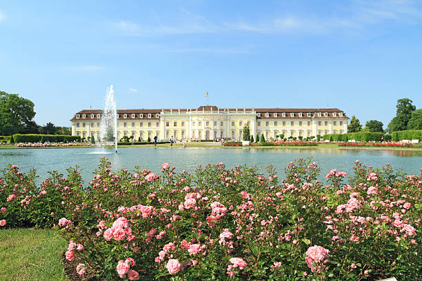Karlsruhe castle chateau with roses