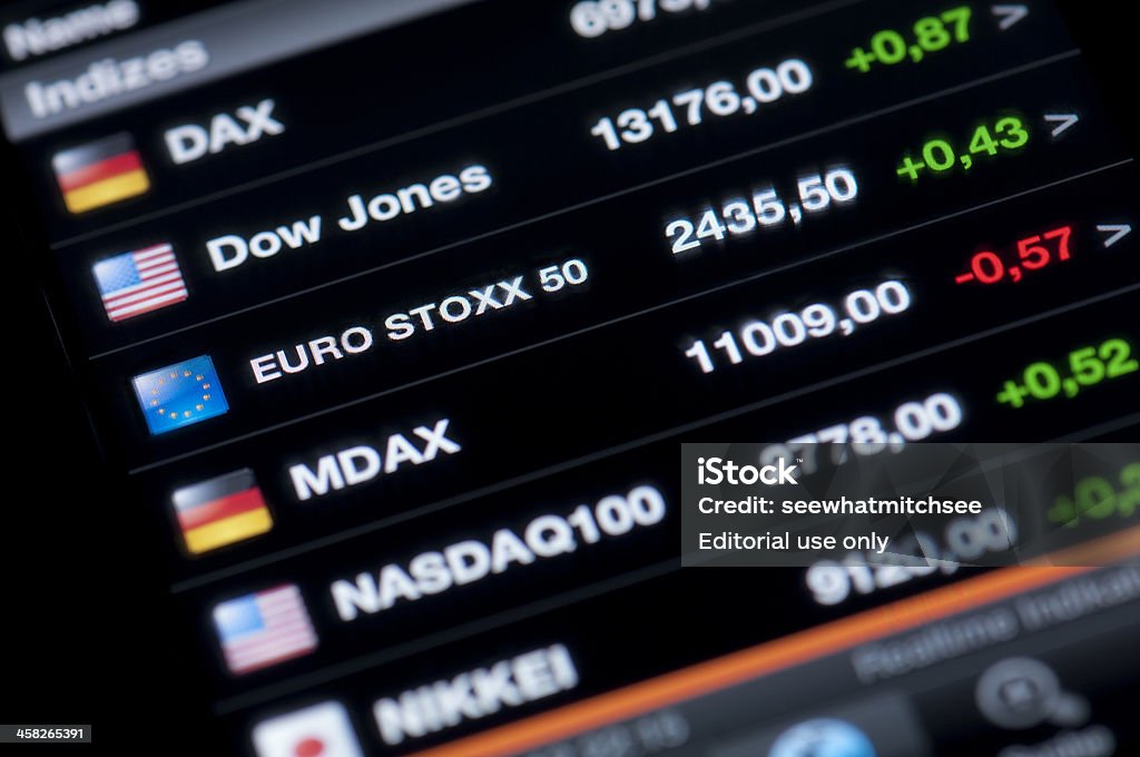 Liste der Börse indices - Lizenzfrei Dow Jones Industrial Average Stock-Foto