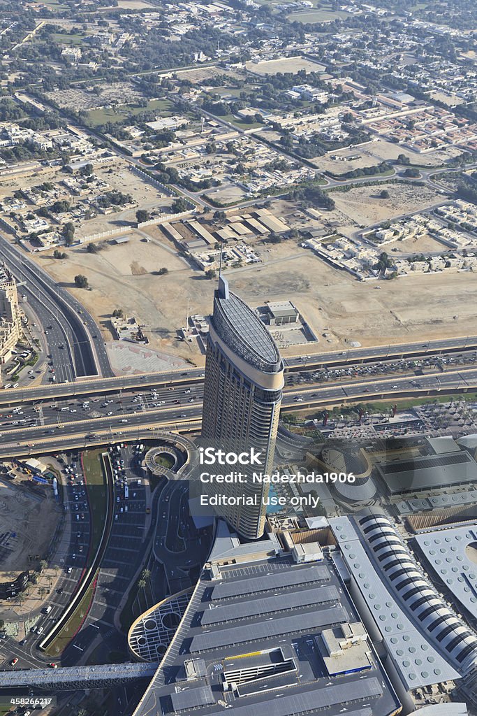 空から見たドバイのダウンタウン地区 - アラビアのロイヤリティフリーストックフォト