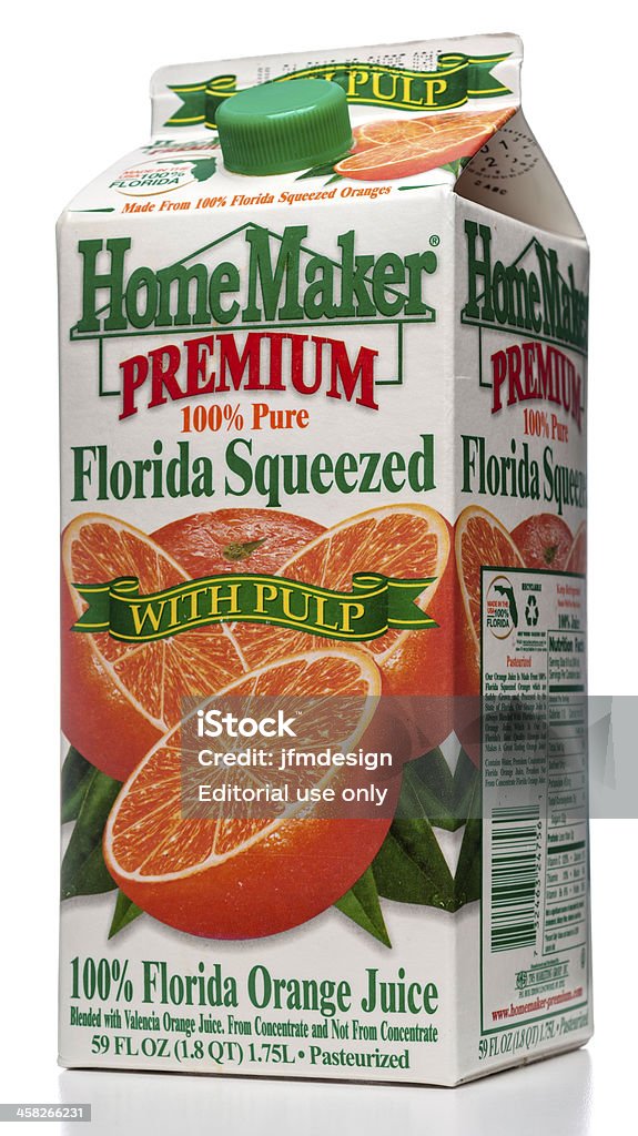 Hausfrau/-mann Premium 100% reinem Florida gepressten Saft - Lizenzfrei Behälter Stock-Foto