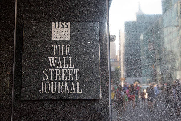 The Wall Street Journal sign in its building stock photo