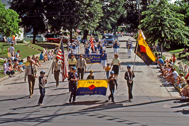 Boy Scouts in the parade. stock photo