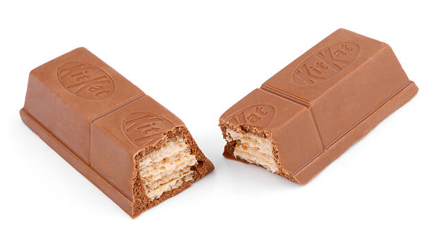 Tula, Russia - December 22, 2012: Closeup of Kit Kat candy chocolate bar made by Nestle isolated on white background