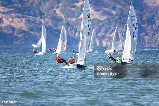Model 505 Racing Dinghy Competition Stock Photo - Download Image Now - Stern, Wind, Sailboat
