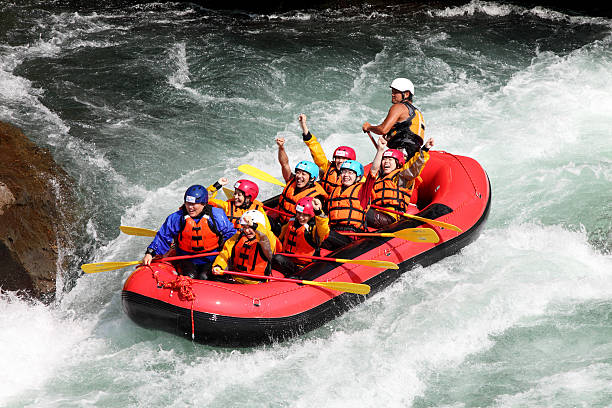 white water rafting, japan - rafting white water rafting rapid river stock-fotos und bilder