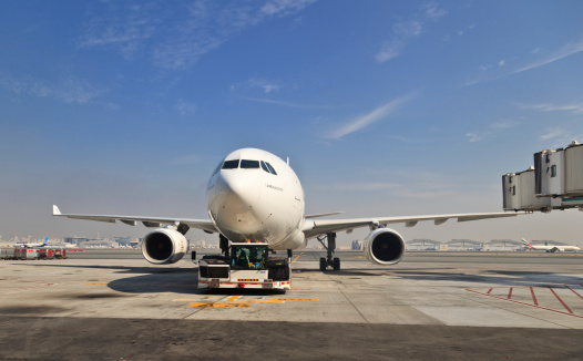 Dubai, United Arab Emirates - November 10, 2012: Emirates airlines Airbus A330 landed at Dubai International Airport