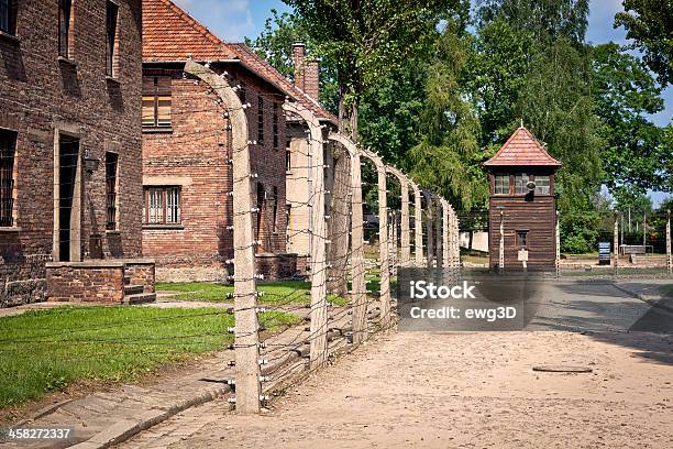 Prison Auschwitz Stock Photo - Download Image Now - Auschwitz Concentration Camp, Barbed Wire, Barracks