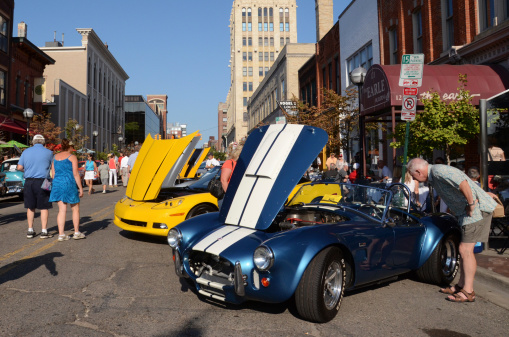Ann Arbor, Michigan, United States - July 13, 2012: 1965 Cobra at the Rolling Sculpture car show July 13, 2012 in Ann Arbor, MI.