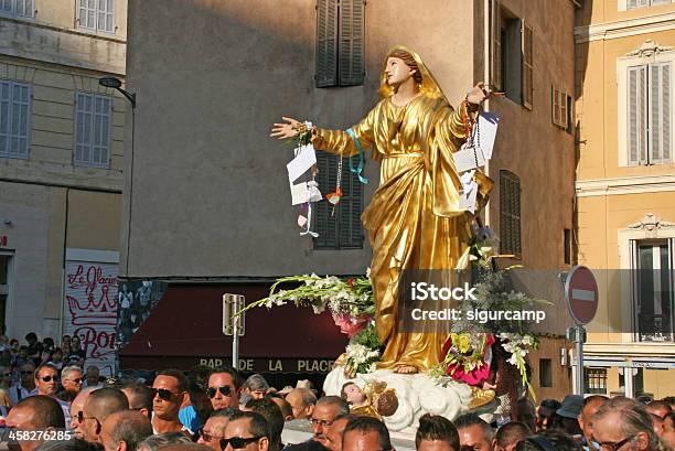 Statue Of The Virgin Mary Assumption Procession In Marseille France Stock Photo - Download Image Now