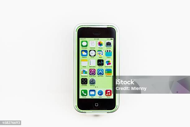 Photo libre de droit de Apple Iphone 5c Couleur Verte banque d'images et plus d'images libres de droit de Apple Incorporated - Apple Incorporated, Boîte, Communication sans fil