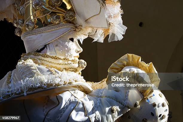 Portrait Of Gold White Mask At Carnival In Venice 2013 Stock Photo - Download Image Now