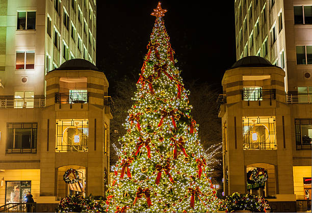 Christmas Tree at Reston Town Center stock photo