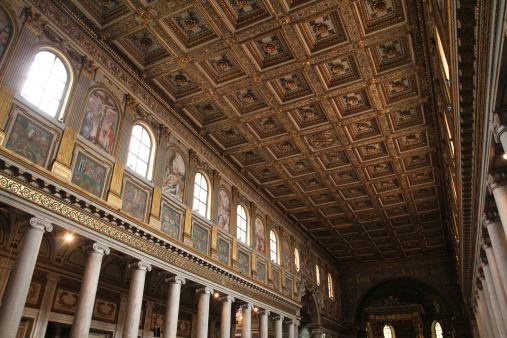 Rome, Italy - May 10, 2010: Interior view of Basilica of Santa Maria Maggiore in Rome. It is a UNESCO World Heritage Site and one of most recognized landmarks of Rome. Current church was built somewhere between years 432-440.