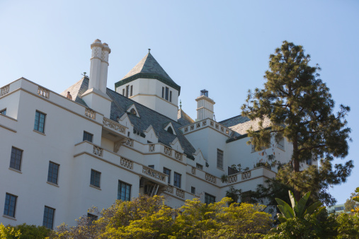 Hollywood, California, USA - May 11, 2013: Exterior of the landmark Hollywood hotel, the Chateau Marmont