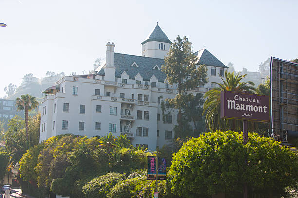 Chateau Marmont Hollywood, California, USA - May 11, 2013: Exterior of the landmark Hollywood hotel, the Chateau Marmont lypsela2013 stock pictures, royalty-free photos & images