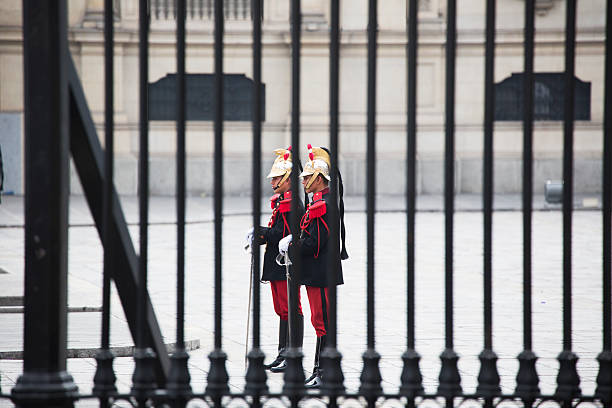 ROME, ITALY - FEBRUARY 15, 2024: Soldiers from Italy's guard of honor during a presidential welcome ceremony.