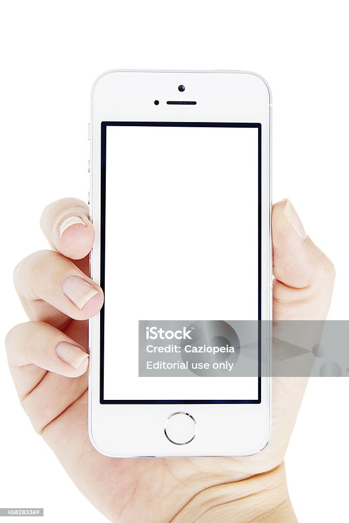 Silver iPhone 5s con mano - Foto stock royalty-free di Adulto