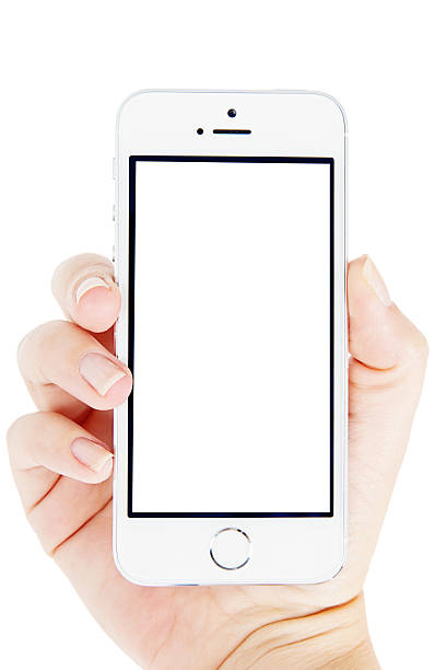 серебряная iphone 5s с исполнение - iphone human hand iphone 5 smart phone стоковые фото и изображения