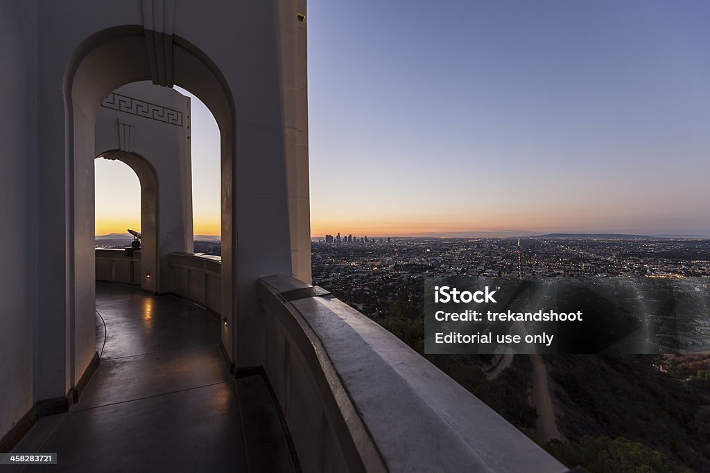 Griffith Observatory Sunrise Cityscape Los Angeles, California, USA - November 2, 2013:  Famous Griffith Observatory in predawn light. Architecture Stock Photo