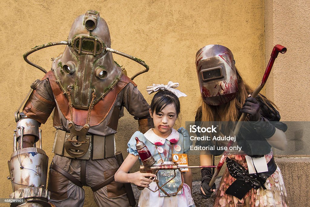 Halloween in Kawasaki, Japan 2013 Kawasaki, Japan - October 27, 2013: People and unidentified child dresses as psychotic murderer costumes attends the most annual amazing Halloween day in Kawasaki Japan. Adult Stock Photo