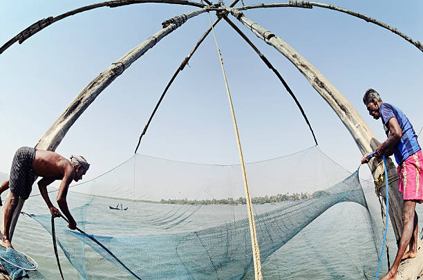 ciągnąc netto - commercial fishing net fishing net fishing fishing industry zdjęcia i obrazy z banku zdjęć