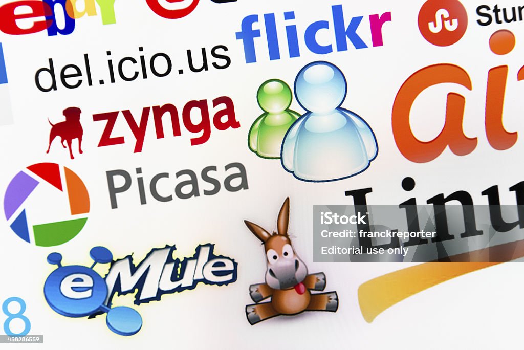 Las más famosas marcas logotype multimedia - Foto de stock de Amistad libre de derechos