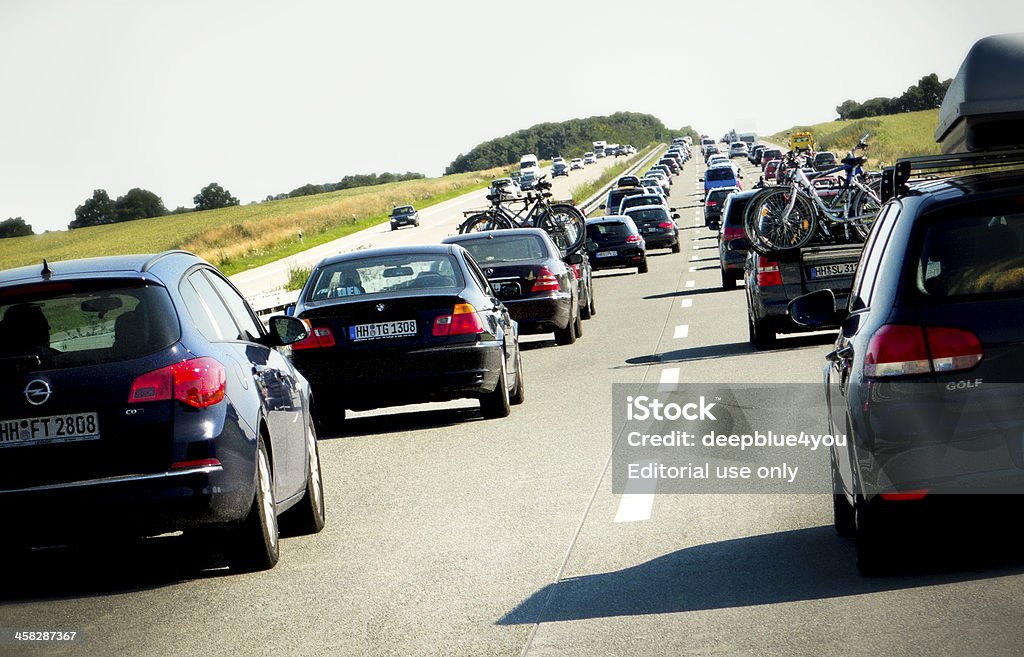 Hora do Rush na estrada A1, Autobahn, Alemanha - Foto de stock de A caminho royalty-free