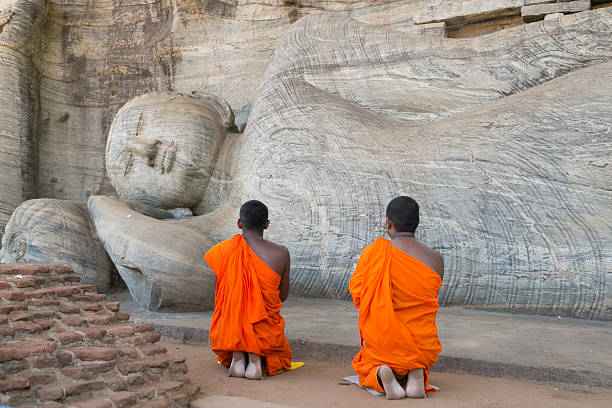 스리랑카의 불교 승려들 스톡 사진