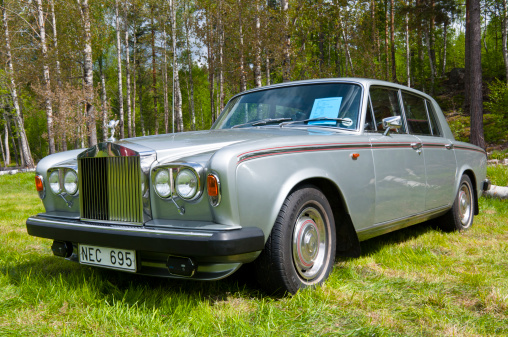 Falun, Sweden - May 29, 2010:Luxery ROLLS ROYCE SILVER.SHADOW.II from 1979 on display during the 2010 English car festival  show in Falun.