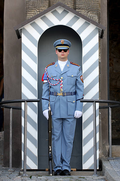 guarda no castelo de praga - castle honor guard protection security guard imagens e fotografias de stock