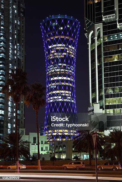 Qipco Tower In Doha Qatar Stock Photo - Download Image Now - Arabia, Architecture, Blue