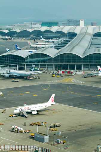 Hong Kong, Hong Kong SAR - December 30, 2012: Chek Lap Kok, also known as Hong Kong international airport, Opened for commercial operations in July 1998. Currently over 43 Million passengers pass through the airport every year.