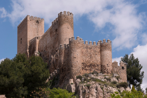Albacete, Spain - May 3, 2013:It built on earlier Muslim fortifications, raised the political and writer Don Juan Manuel, this castle in the fourteenth century, located in the town of Almansa, province of Albacete (Spain). The tower is the most characteristic feature of this monument