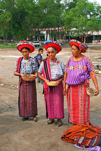 Mayan Ladies at Santiago de Atitlan stock photo