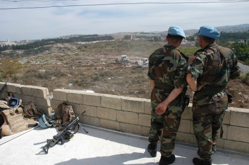 Tyre, Lebanon-October 18, 2006: Unidentified UN Turkish soldiers on patrol on October 18, 2006 in Tyr, Lebanon