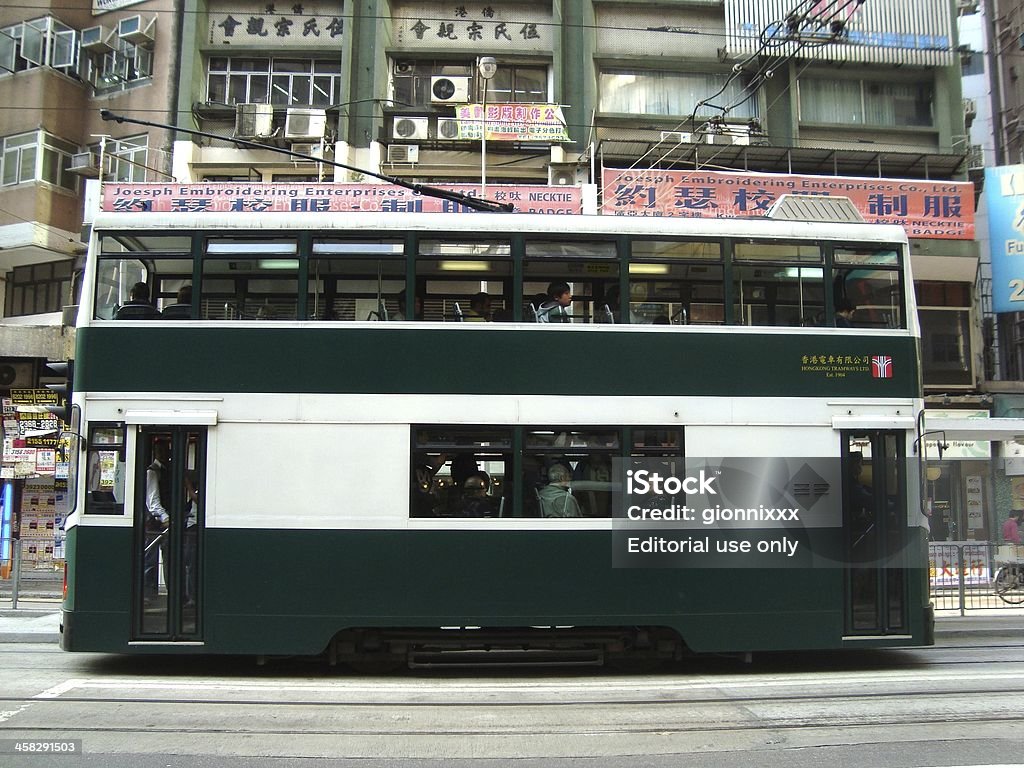 double decker tramway à Wanchai, Hong Kong - Photo de Asiatique de l'Est et du Sud-Est libre de droits