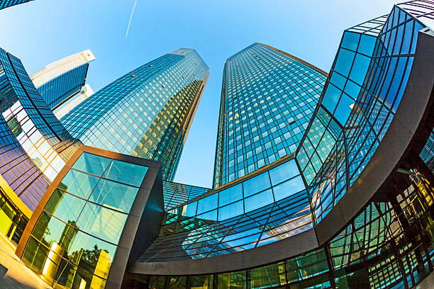 perspective of  twin towers deutsche bank i and ii - deutsche bank 個照片及圖片檔