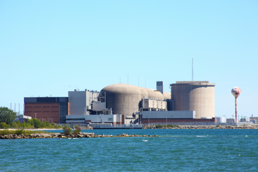 Pickering, Ontario, Canada - September 10, 2011: Nuclear Power station located on Lake Ontario in Pickering, Ontario, Canada, generating 20% of Ontario's power. Owned by Ontario Power Generation.
