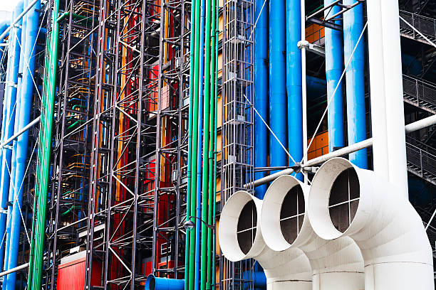 Paris, France - March 6, 2013: Wall of Centre Georges Pompidou. The Centre was built by GTM and completed in 1977 in Paris, France