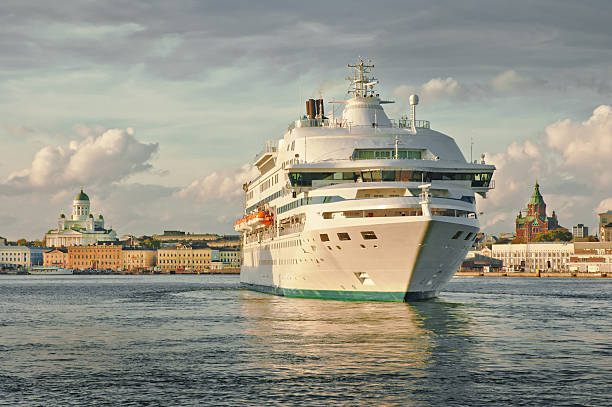 Cruise ship arriving at Helsinki port stock photo