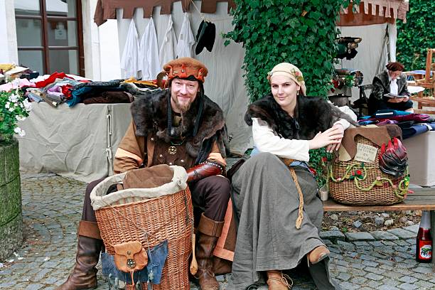 Medieval vendor stock photo