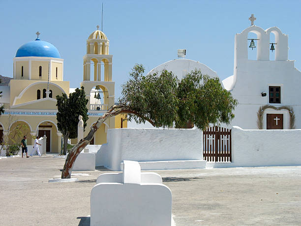 Igreja de St George, Ilha de Santorini - fotografia de stock