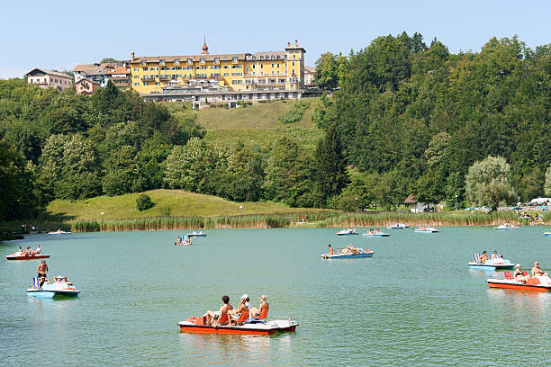 Lavarone Lake in Church, Trentino Alto Adige, Italy stock photo