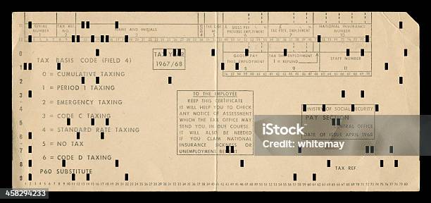 Photo libre de droit de Old British P60 Remplacer Le Certificat Fiscal banque d'images et plus d'images libres de droit de Carte de pointage - Carte de pointage, D'autrefois, Style rétro