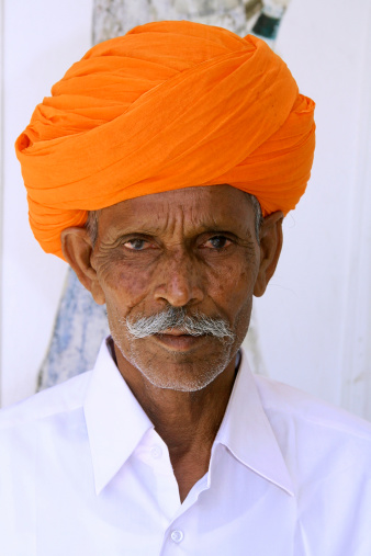 Rajasthan, India - October 8, 2007: Portrait of a farmer on October 8, 2007 in Rajasthan, India.