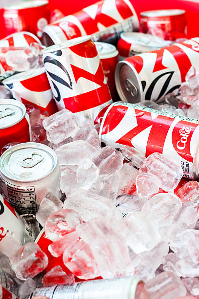 Diet Coke on Ice stock photo