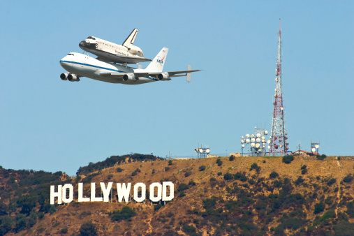 Los Angeles, USA - September 21, 2012: Space Shuttle Endeavour makes dramatic final flight around Los Angeles