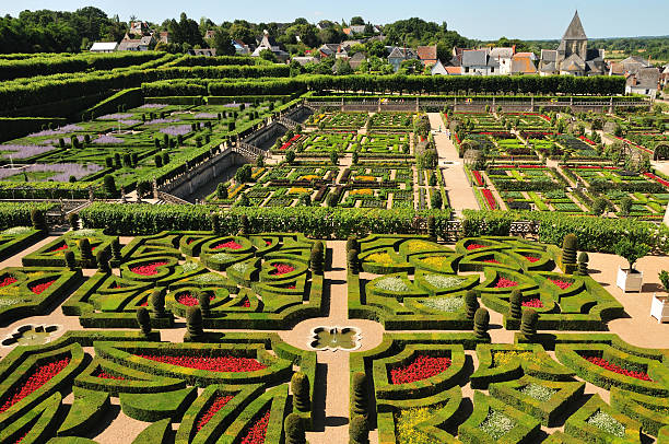 Gardens at Château de Villandry stock photo