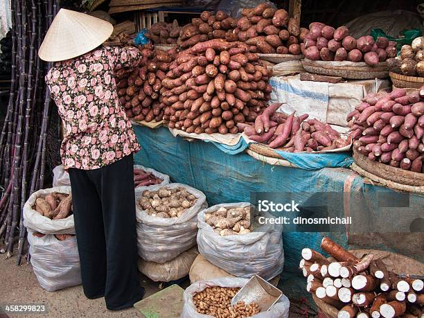 Vender Produtos Hortícolas No Vietname - Fotografias de stock e mais imagens de Adulto - Adulto, Ao Ar Livre, Chapéu